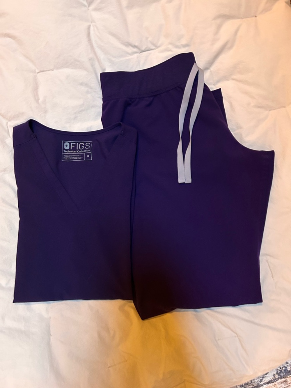 Figs Technical Collection Scrub Top and pants in Deep Purple color
